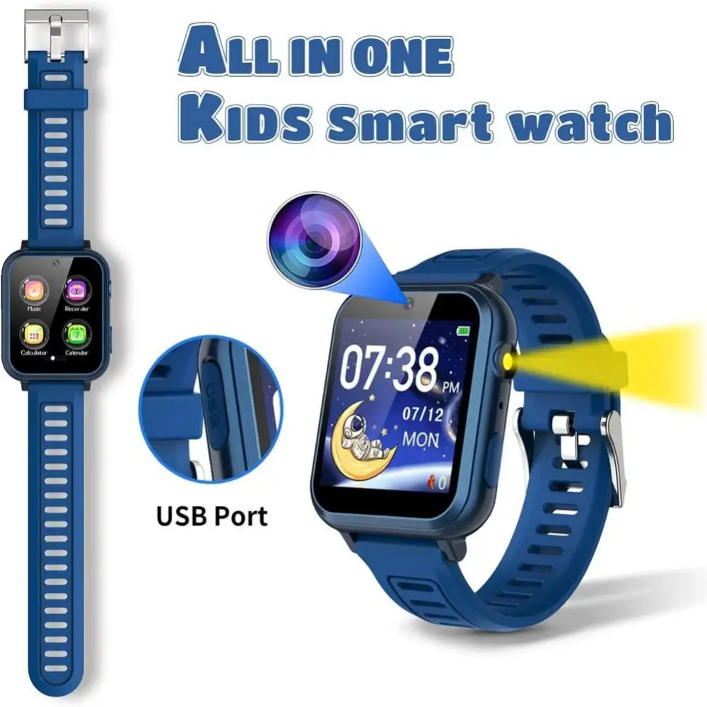 

Kids Smart Watch Camera Photo Sim Card Flashlight Voice Music Alarm Gift For Boys And Girl Smartwatch With 16 Games For Children