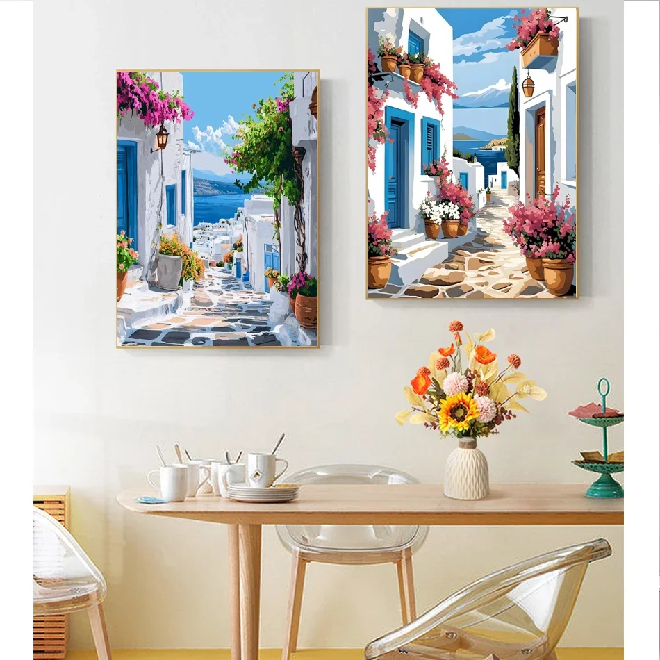 118302 60X75 см краска по номерам для взрослых морской город DIY ручная роспись маслом