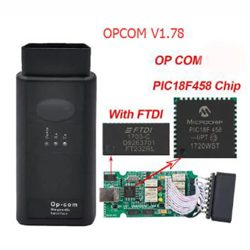 Сканер OP COM V1.70 OPCOM V1.78 V1.99 для Opel OBD2 OP-COM диагностический инструмент с чипом PIC18F458 |