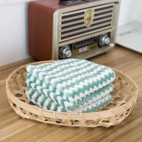 striped coral velvet hand towel absorbent rag glass cleaning cloth household kitchen rag housework cleaning without hair scourin