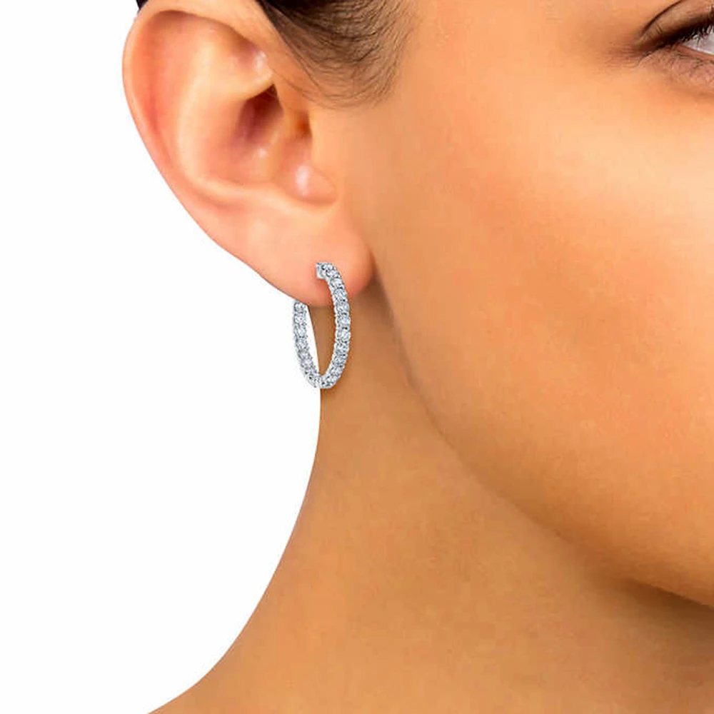 New In 30mm Round Brilliant Moissanite Earrings For Women S925 Silver Ear Studs Real Diamond Ear Jewelry Pass Tester With GRA