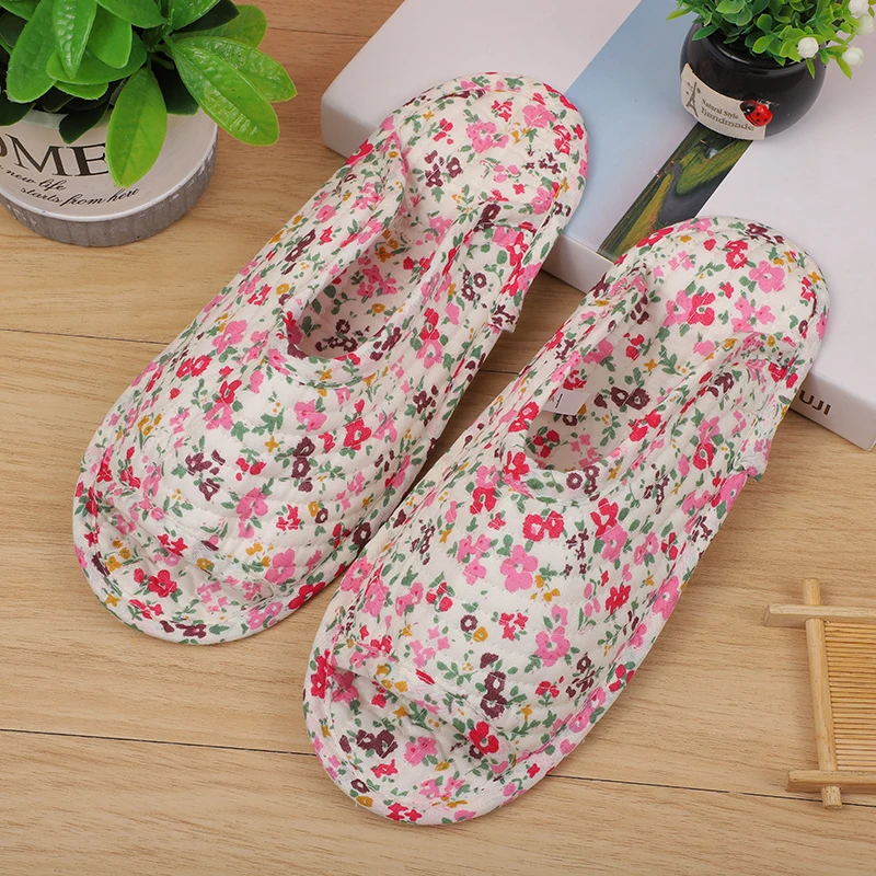 Women Fabric Slippers Vintage Floral Men Home Slippers Indoor Soft Travel Lady Cotth Sewing Comfy Flat Shoe Confinement slippers