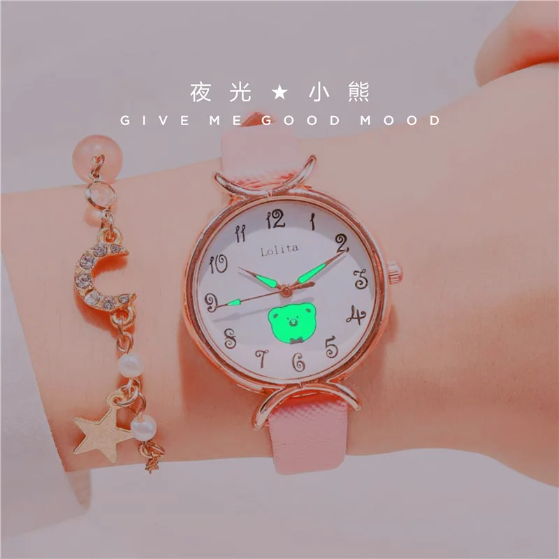 

Fashion Round Quartz Luminous Dial Casual Wrist Watches Leather Strap Fashionable Clock Waterproof Wristwatch for Ladies