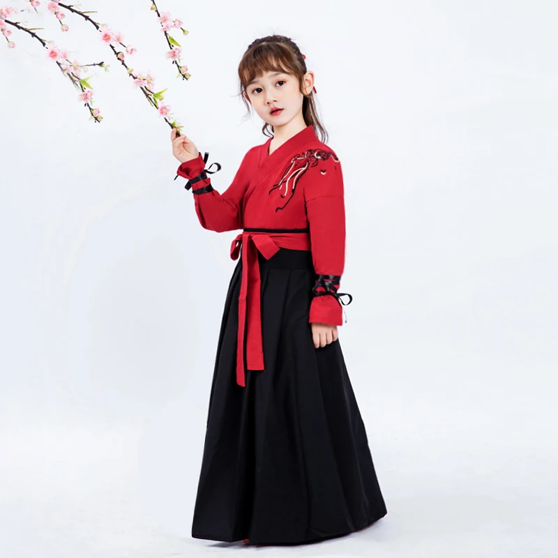 

Chinese Traditional Dress Kids Ancient Hanfu Full Set Girls Fairy Stage Performance Cosplay Dance Wear Skirt Costumes