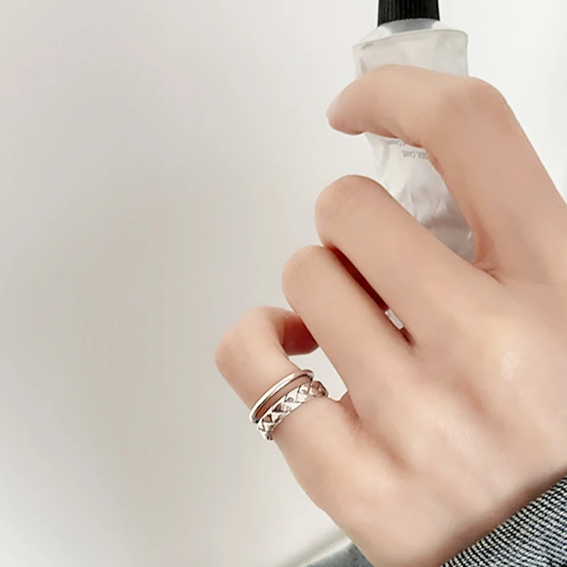 

WEDHOC 925 Sterling Silver Vintage Thai Silver Woven Fried Dough Twists Waves Resizable Opening Ring For Women Luxury Jewelry