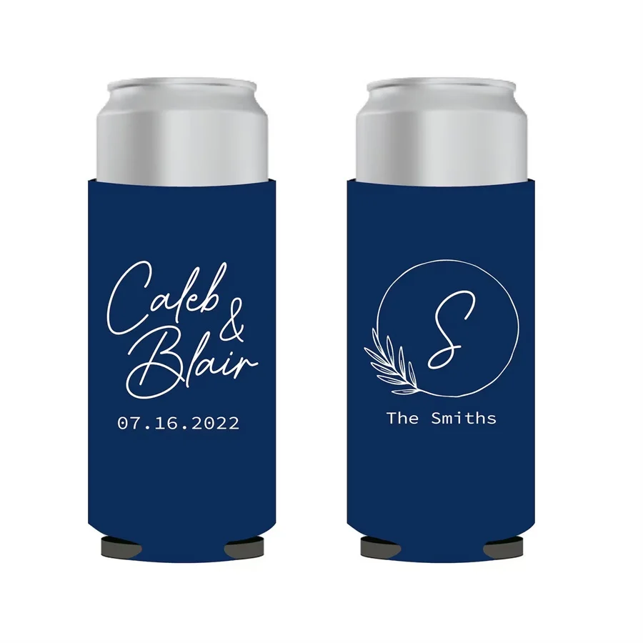 Slim 12oz Wedding Can Coolers, Personalized Wedding Favors, Customized, Monogrammed Skinny Can Coolers, Custom Foam Slim Insulat