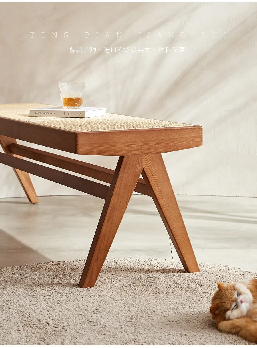 Скандинавская скамейка для смены обуви из твердой древесины