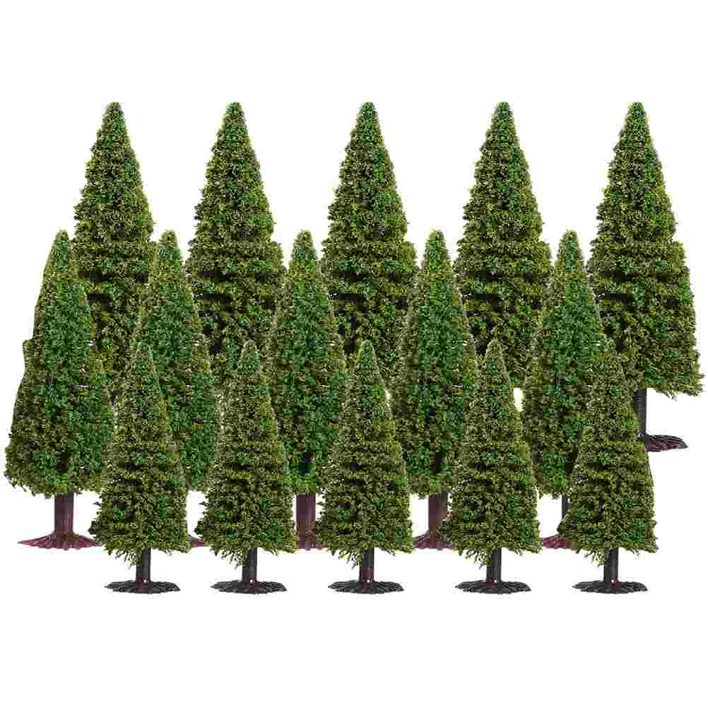

15 Pcs Model Cedar Trees Fake Projects Mixed Toy Miniature Woodland Scenics