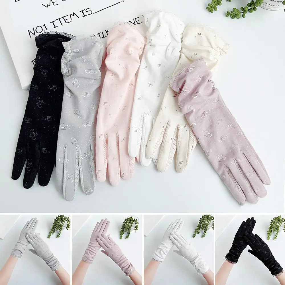 

Fashion Sun Protection Women Sunscreen Thin Mittens Ice Silk Summer Gloves