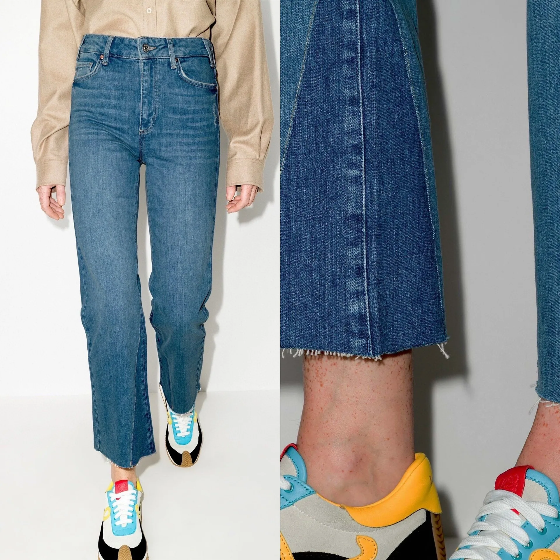 Women's Jeans High Waist Patchwork Loose Flared Denim Pants Solid Slim Vintage Spring Summer