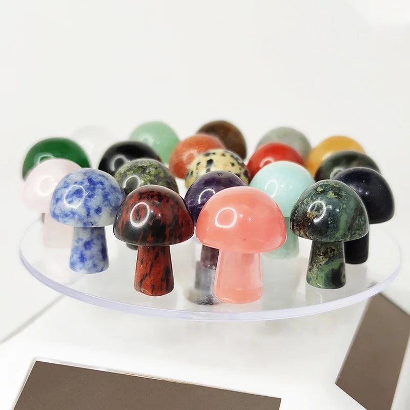 

Natural Gem Carving Small Mushroom Figurines Healing Crystal Collection Jewelry Home Decoration Quartz Crystal DIY Reiki Gift