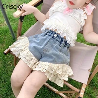 criscky girls shorts summer childrens shorts for kids lace trousers casual beach denim shorts baby girl clothes
