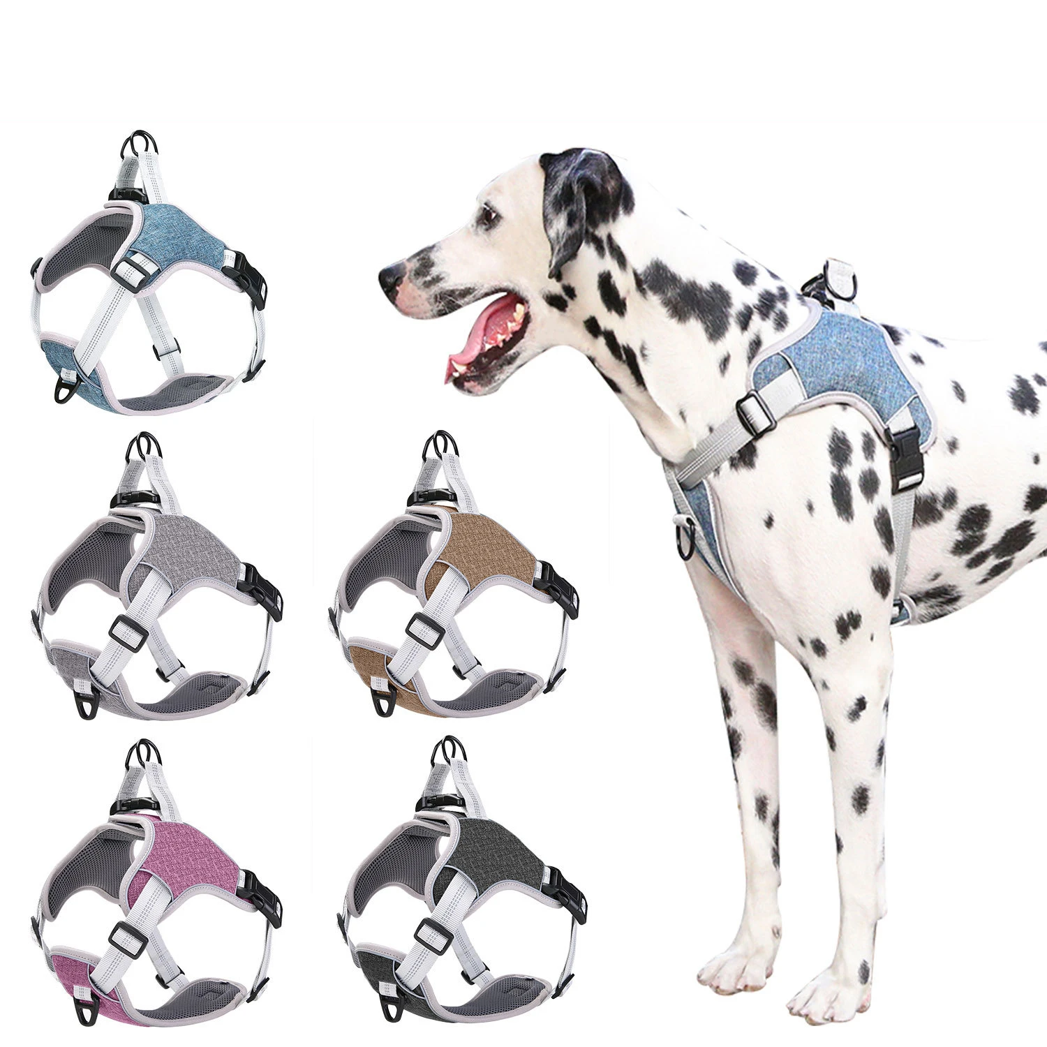 

Dog Harness,No-Pull Pet Harness with Leash Clips,Adjustable Soft Padded Dog Vest,Reflective Outdoor Pet Oxford Vest,Dog Collar