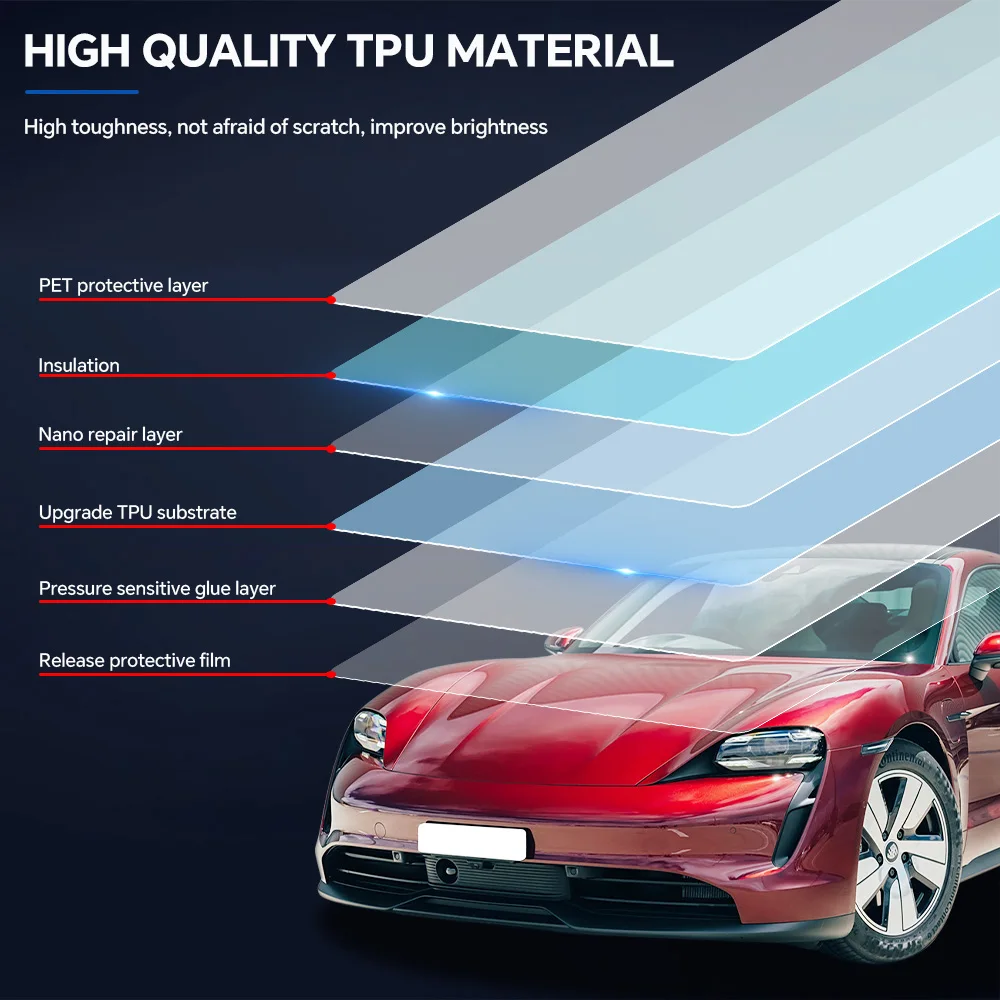 Фото Для Porsche Taycan 2020-2023 автомобильные фары, защитная пленка для краски заднего вида, защита от царапин, предварительно вырезанный PPF, прозрачный бюстгальтер, устойчивый невидимый №5