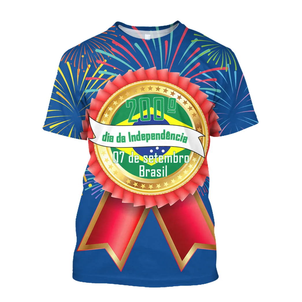 

Jumeast Brasil Flag 3D Graphic T Shirts 200th Independence Day Printed T Shirt Fireworks September 7 Brazil Oversized Clothes