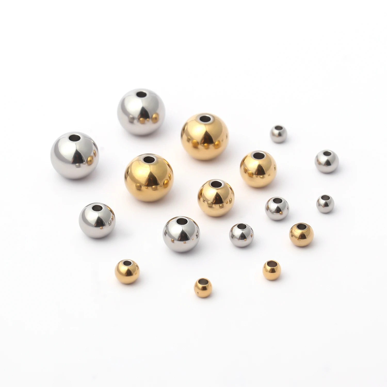 

30/50pcs 3/4/6/8mm Natural Color Stainless Steel Beads Loose Spacer Beads Ball Hole 1.5mm for Jewelry Making Necklace Bracelet
