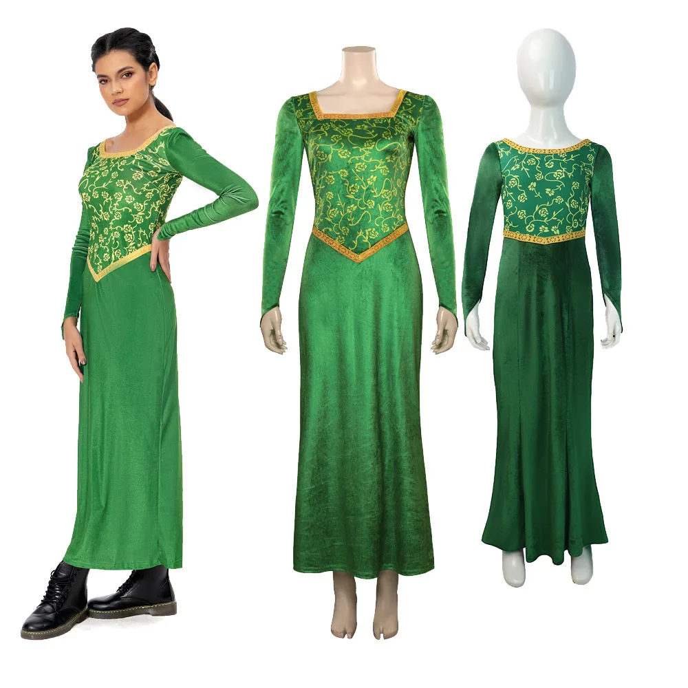 Детский костюм для косплея Fiona фантастическое зеленое платье принцессы взрослых