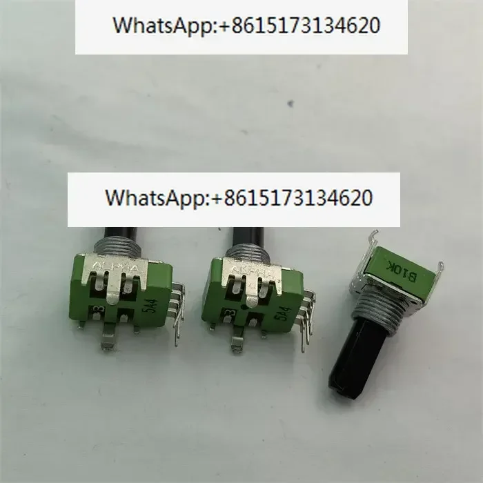 Фото 5 штук вертикальных одноканальных потенциометров ALPHA 142 B10K с шагом 11, длина резьбы 18 мм, 4-контактный №2