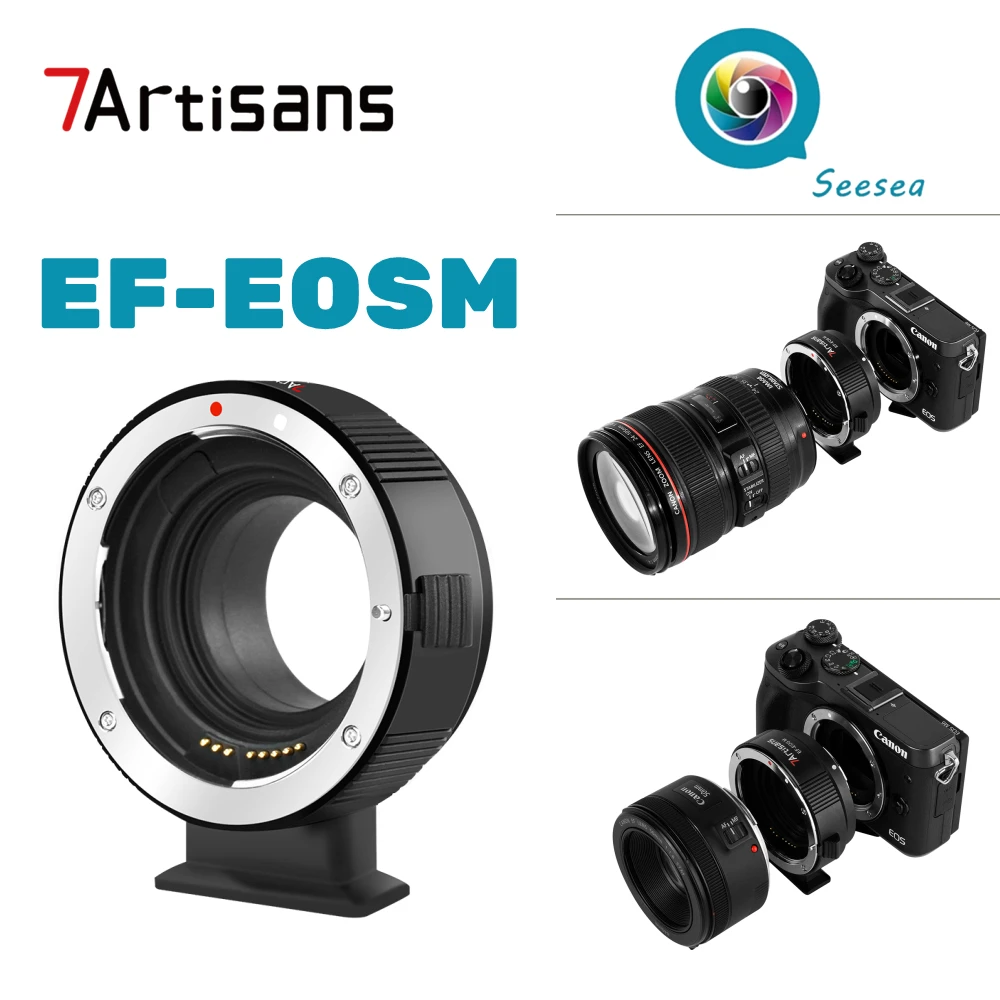 

7Artisans EF-EOSM Auto Focus Adapter Ring for Canon EF/EF-S Lens to Canon M Mirrorless Cameras