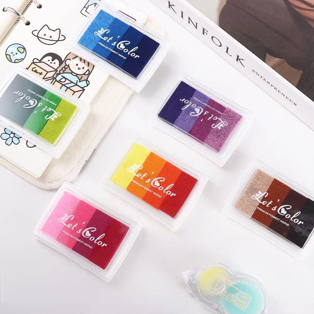 

Kids Gift DIY Crafts School Office Newborn Footprint Inkpad Rainbow Ink Pad Gradient Color Ink Pad Stamp Oil Based