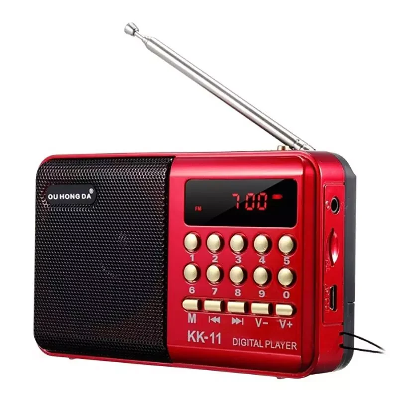 

K11 Mini Portable FM Radio Rechargeable Telescopic Antenna Handheld Digital Radio Speaker Support USB TF Card MP3 Music Player