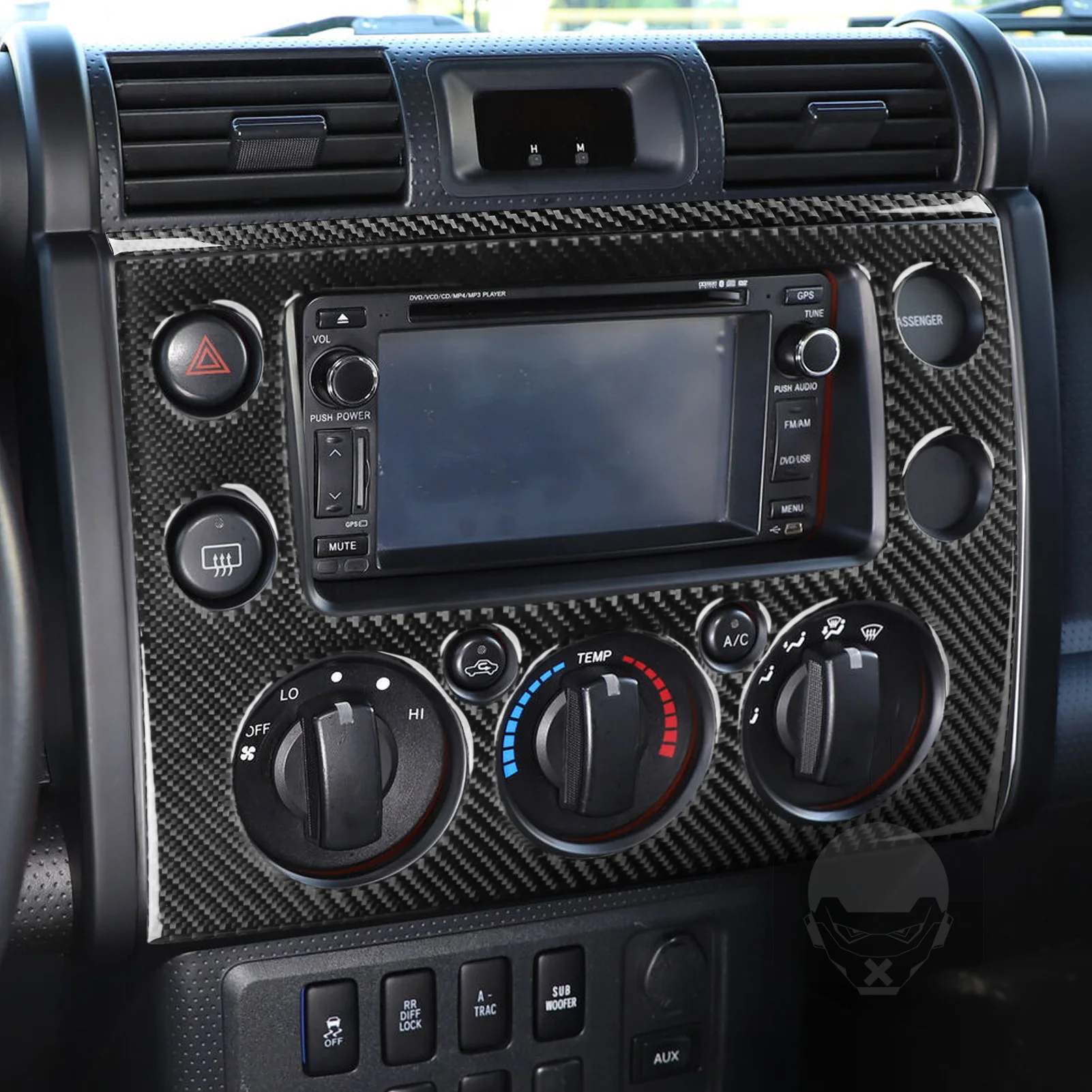 Фото Для Toyota FJ Cruiser 2007-2021, покрытие панели управления CD из углеродного волокна для кондиционирования воздуха, аксессуары для салона автомобиля, декоративная наклейка №4