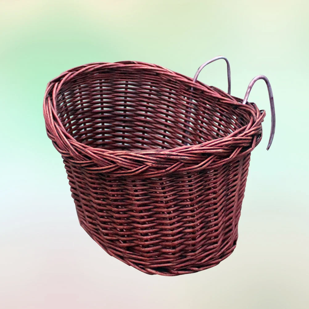 

Detachable Front Handlebar Basket Natural Rattan Bike Storage Basket(Brown)