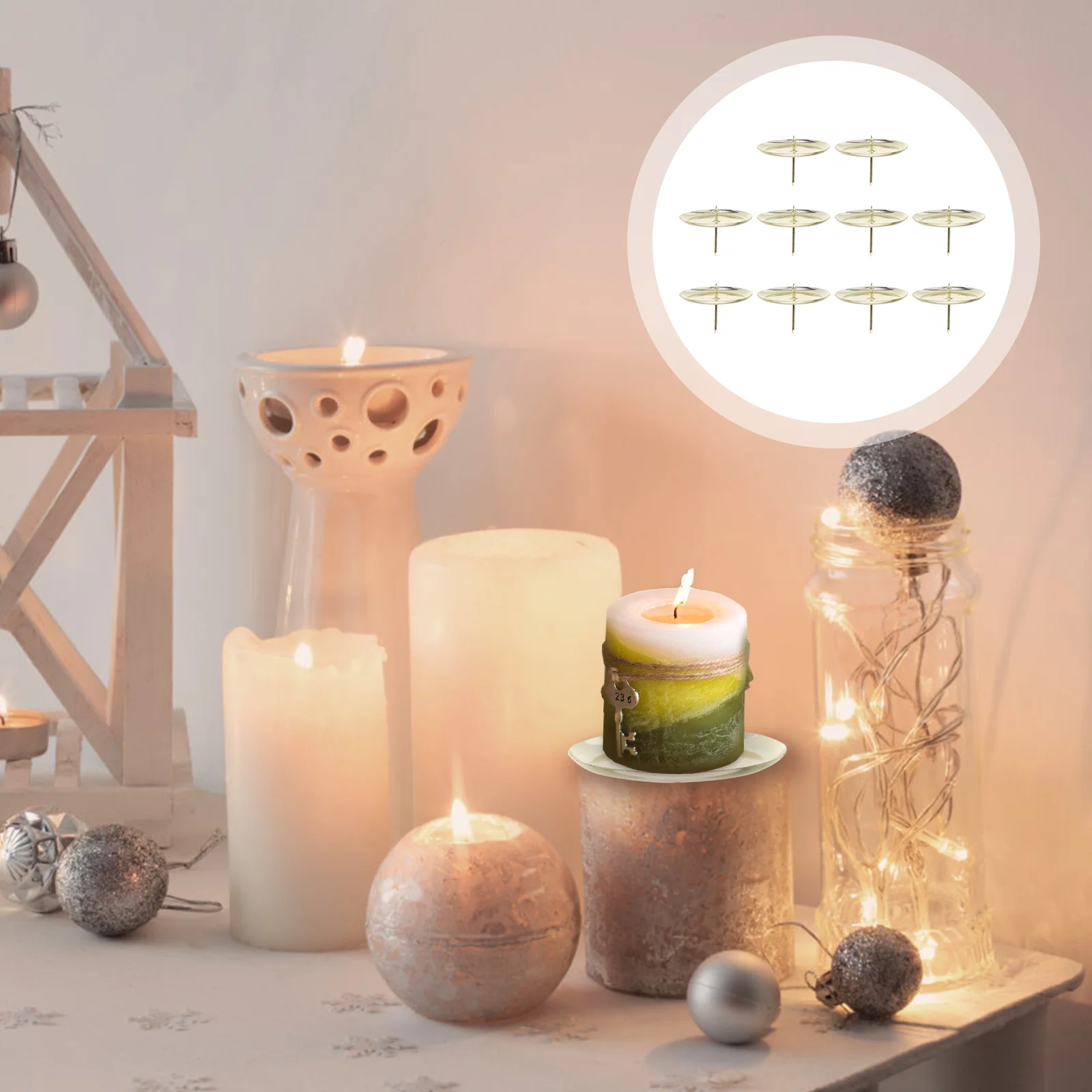 

Holder Plate Holders Pillar Metal Stand Candlestick Iron Fixing Round Tray Tealight Simple Wreathfor Stick Decor Diy