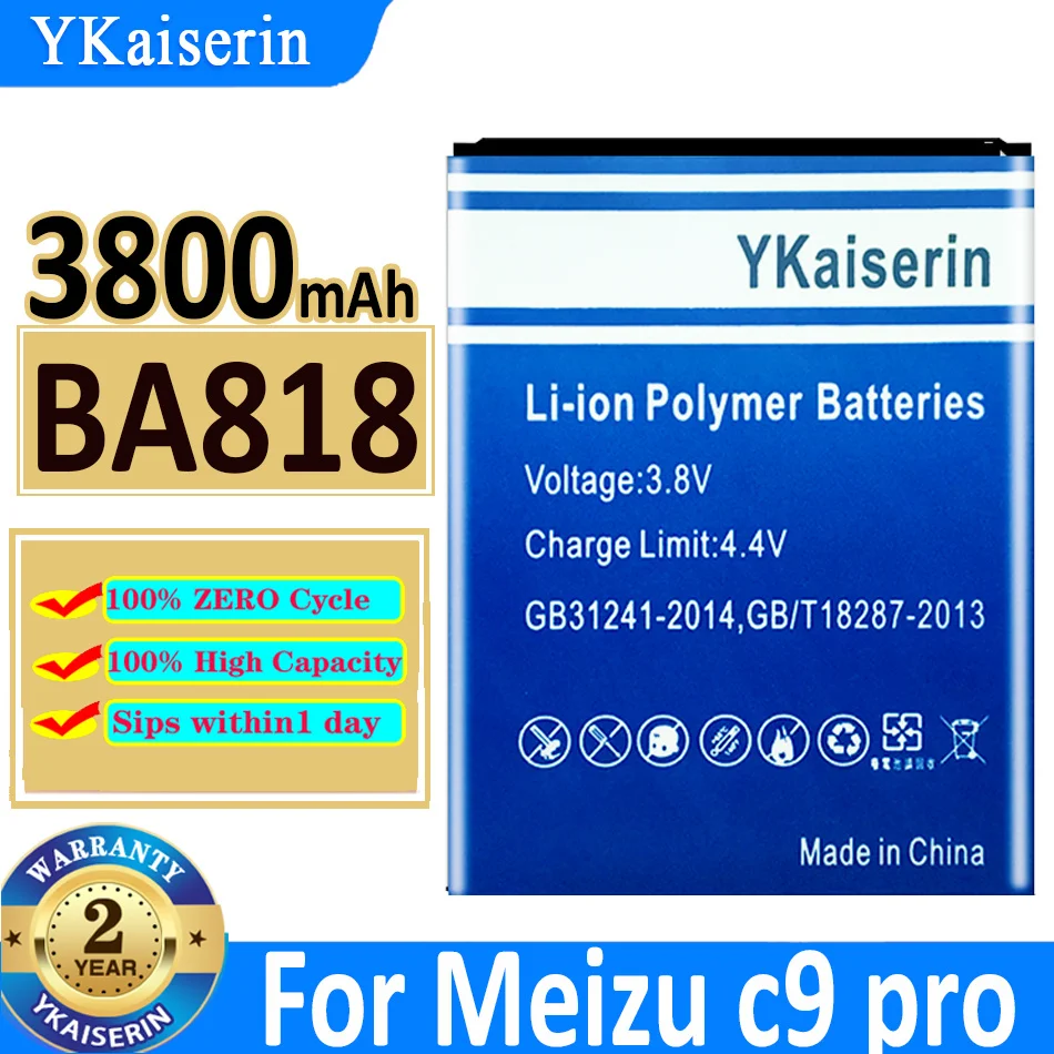 

YKaiserin 3800mAh Battery For Meizu C9 Pro C9pro BA818 BA 818 Mobile Phone Battery Batterij + Track NO