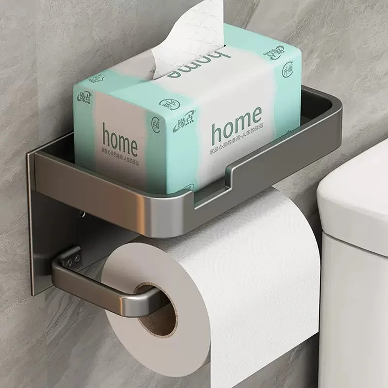 

1pcs Bathroom Accessories Shelf Creative Household Home Wall Mounted Toilet Paper No Perforated Holder Organizer Kitchen Shelves