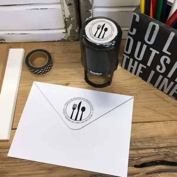 

Personalized Round Self-Inking Rubber Stamp - Kirsten Kitchen