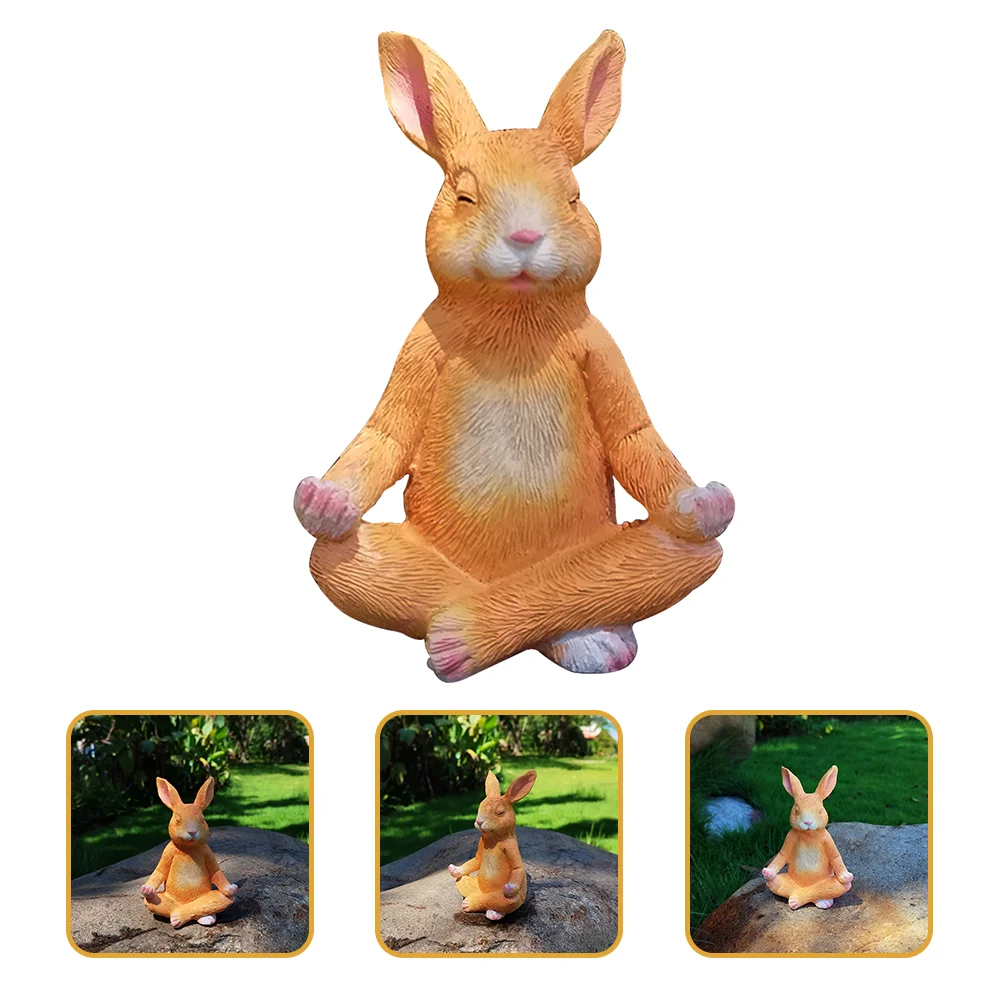 

Rabbit Figurine Bunny Garden Statues Yoga Statue Animal Zodiac Fengshuidecorations Year Figurines Chinese Resin New Sculpture