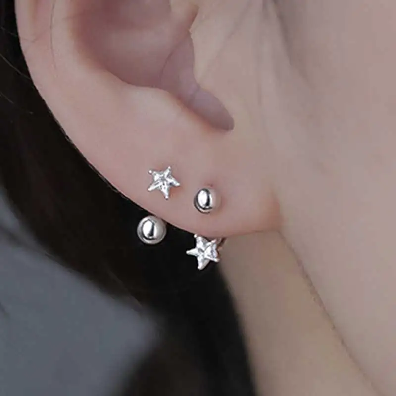 

Fashion Stainless Steel Star Crystal CZ Hoop Women Tragus Cartilage Helix Studs Earrings Conch Rook Daith Lobe Piercing Jewelry