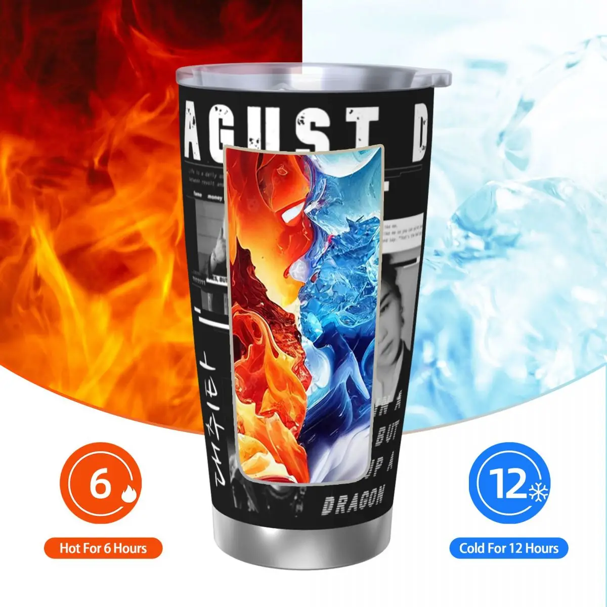 Agust D коллаж Kpop изолированный стакан с соломинкой Термокружка Из Нержавеющей