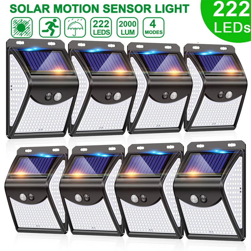 

222 Outdoor Solar Light Led Solar Lamp Exterior Motion Sensor Powerful Spotlight Energy Waterproof Sunlight For Garden Decor