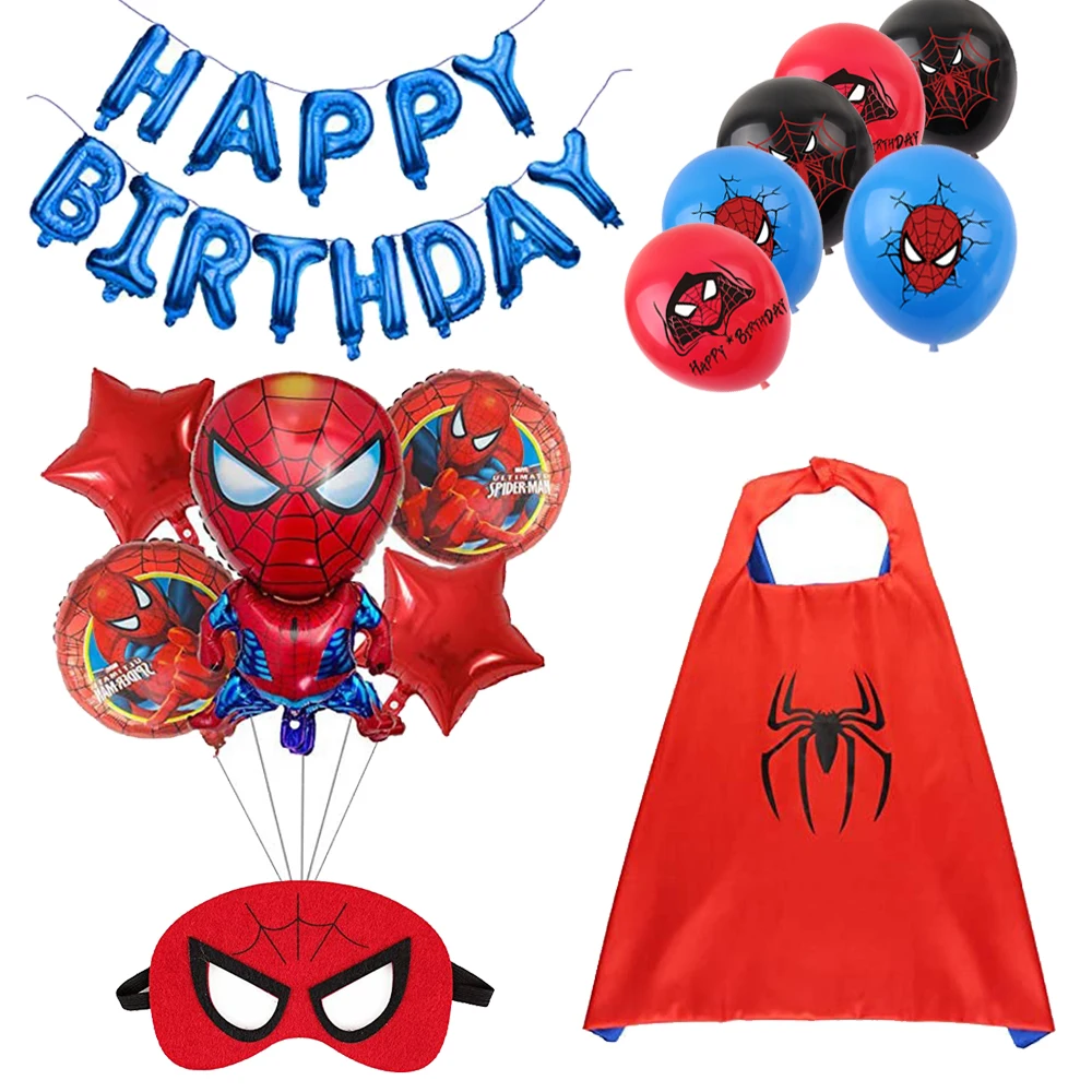 

Superhero Spiderman Birthday for Kids Party Supplies Decoration Baby Shower For Kids Boys Birthday Party Balloon Mask Cape Toys