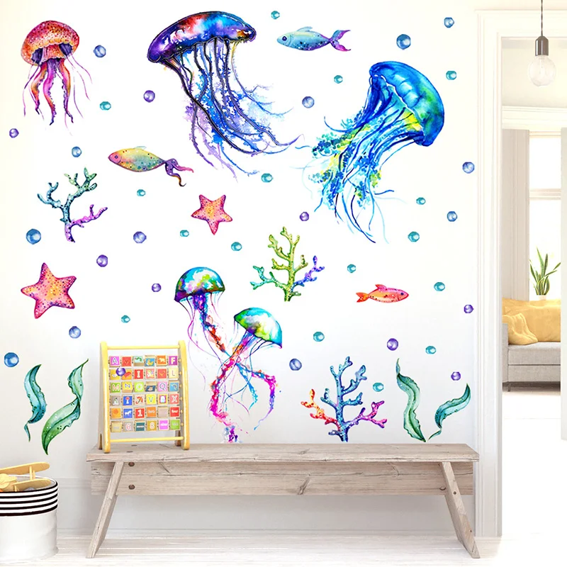 

heatboywade Gorgeous Jellyfish sea Turtle Removable PVC Wall Stickers Kids Decor Decals Mural for Nursery Baby Room Bedroom Art