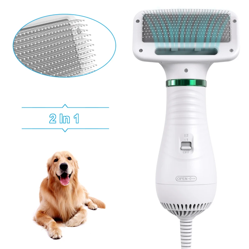 

2-In-1 Pet Dog Dryer Quiet Dog Hair Dryers And Comb Brush Grooming Kitten Cat Hair Comb Puppy Fur Blower Low Noise Temprature