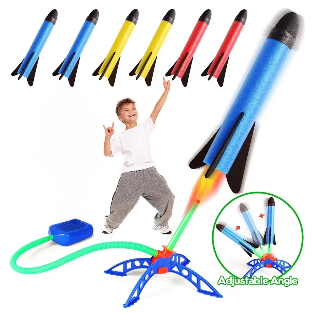 

Air Rocket Foot Pump Launcher Toy For Outdoor Children Foot Flashing Stomp Soaring Flying Foam Jump Pressed Interactive Game Toy