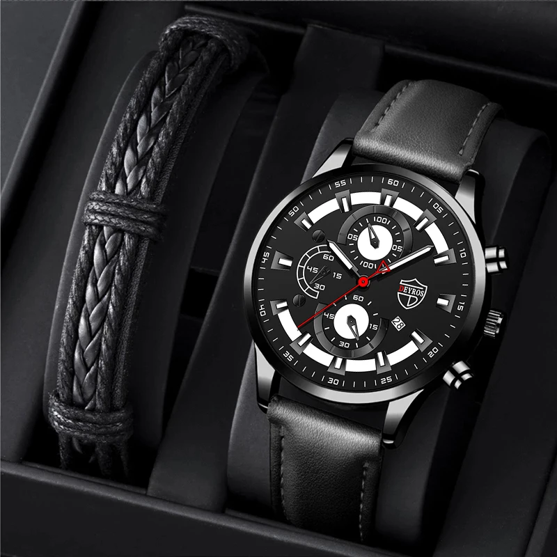 

часы мужские Роскошные модные мужские спортивные часы для мужчин, деловые кварцевые наручные часы, светящиеся часы с календарем, мужские повседневные часы с кожаным браслетом
