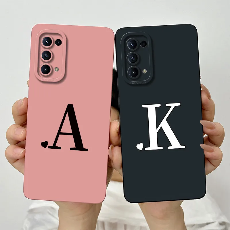 Фото For OPPO Find X3 Lite Case Oppo Find X3 Lite Phone Case oppo reno5 CPH2145 Luxury Letters Square ShockProof Silicone Back Cover №1