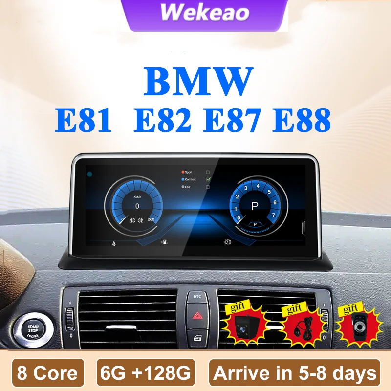 

Автомобильный видеоплеер Apple Carplay, 10,25 дюйма, Android, для BMW 1 серии E81, E82, E87, E88, центральный мультимедийный автомобильный стерео экран
