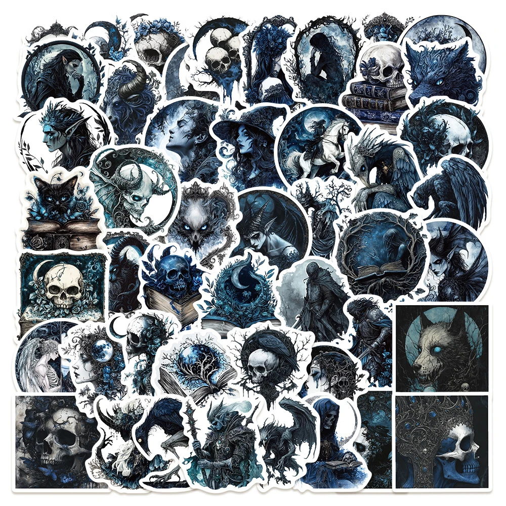 10/30/50 шт. темно-синие готические черепа с героями мультфильмов крутые наклейки в