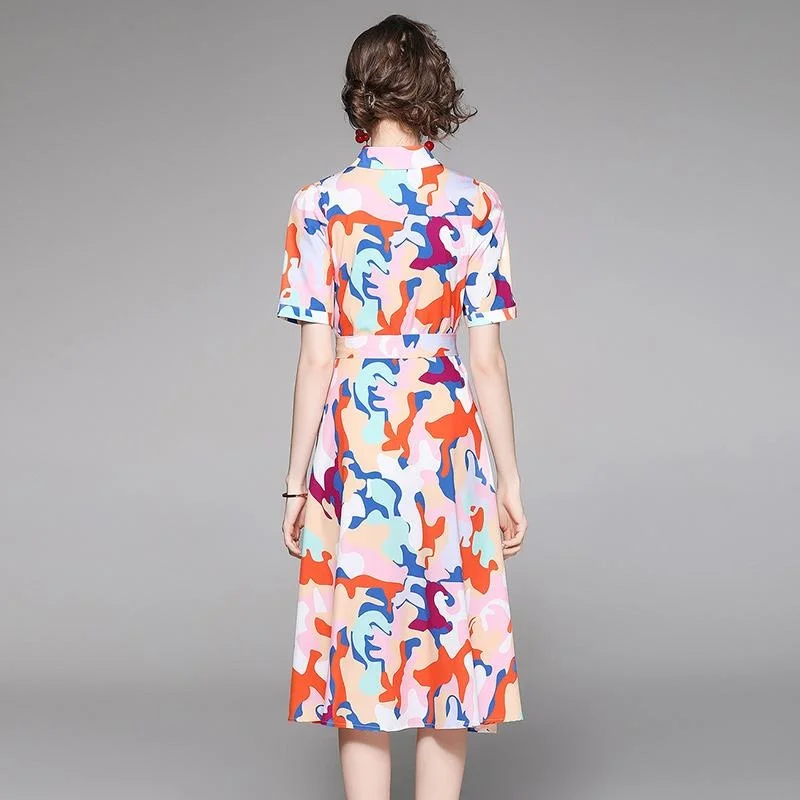 Женское летнее платье-миди с коротким рукавом и ворсом