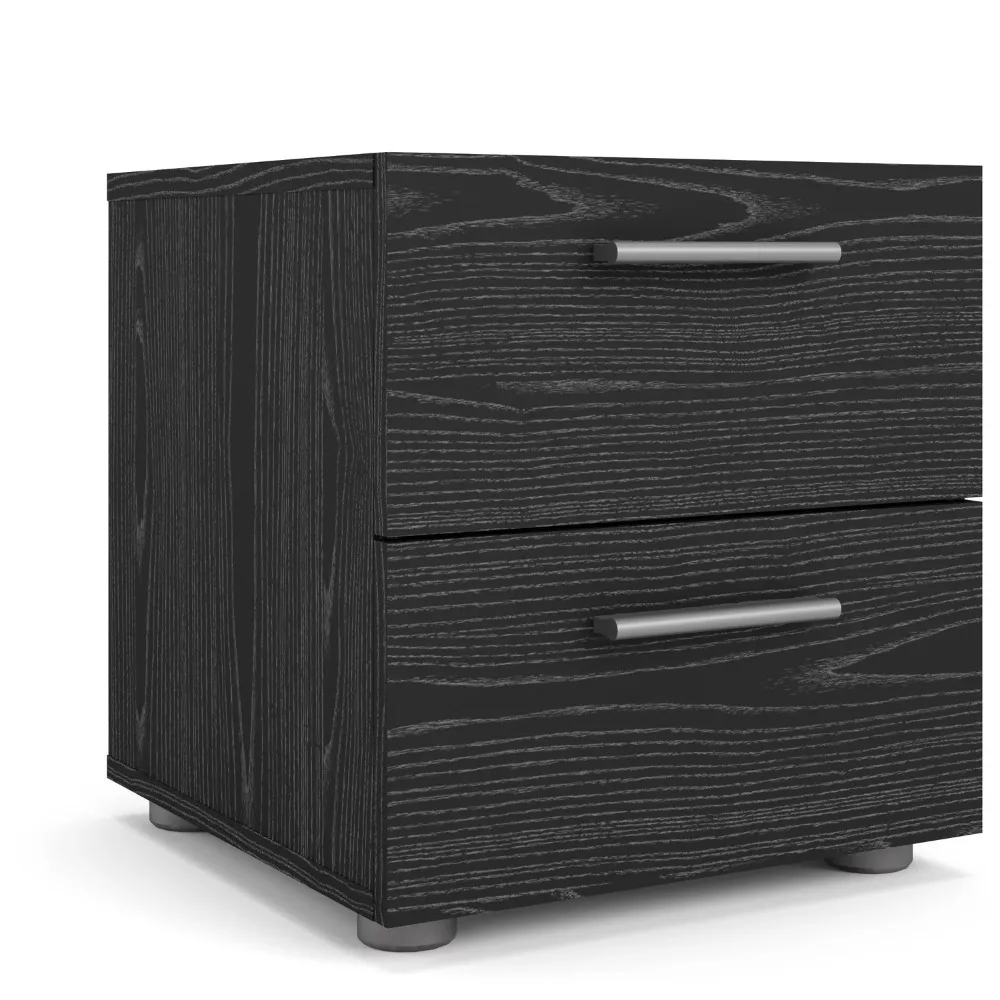 

Loft 2 Drawer Nightstand, Black Woodgrain Two Drawers for Storage Contemporary Style Made of Engineered Wood