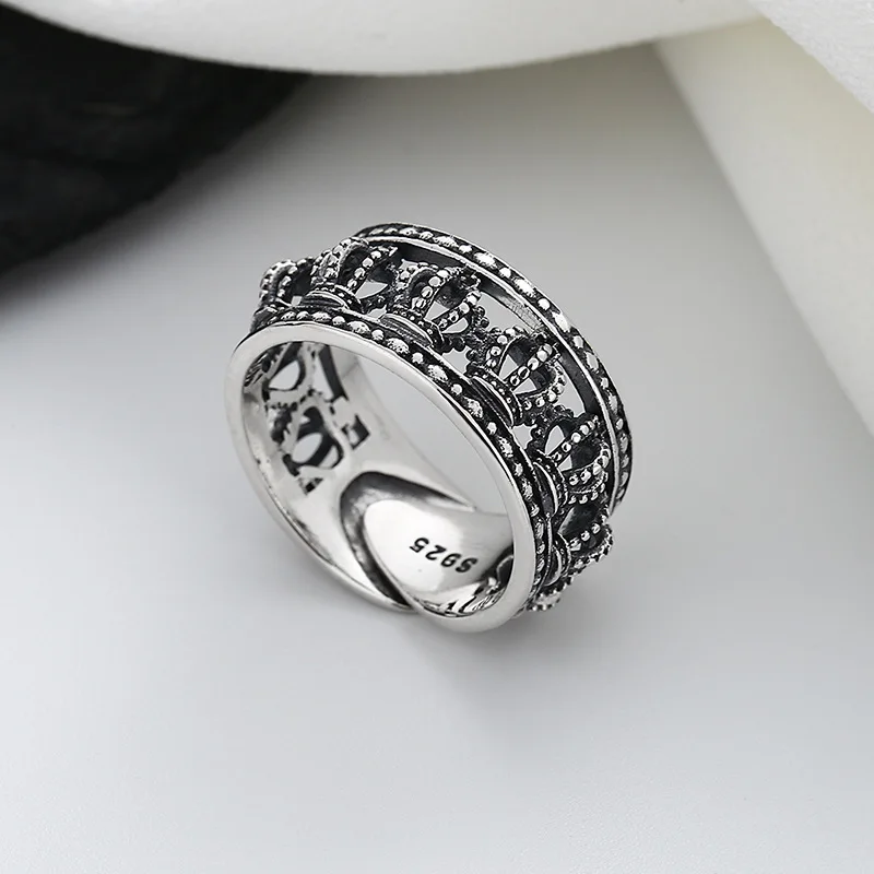 

rings crown 925 sterling silver original Boutique Jewelry Fashionable retro style rose Women's ring Original genuine Rings