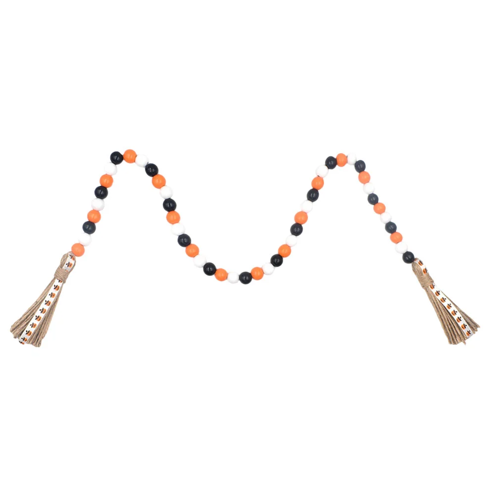 

Деревянная гирлянда с бусинами и кисточками, деревянная бусина с подвеской в виде тыквы