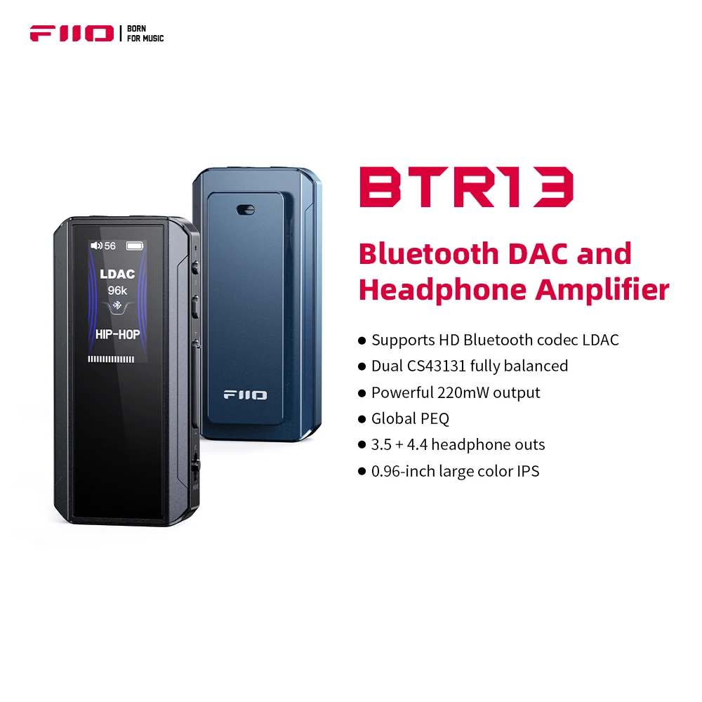 Фото FiiO BTR13 Усилитель для наушников Bluetooth с LDAC, адаптируемым aptX, aptX HD, AAC (двойной CS43131 3,5 мм, несбалансированный и балансированный, 4,4 мм. №1