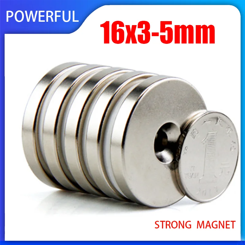 

2~50PCS 16x3-5mm Neodymium Magnet 16mm x 3mm Hole 5mm N35 NdFeB Round Super Powerful Strong Permanent Magnetic imanes