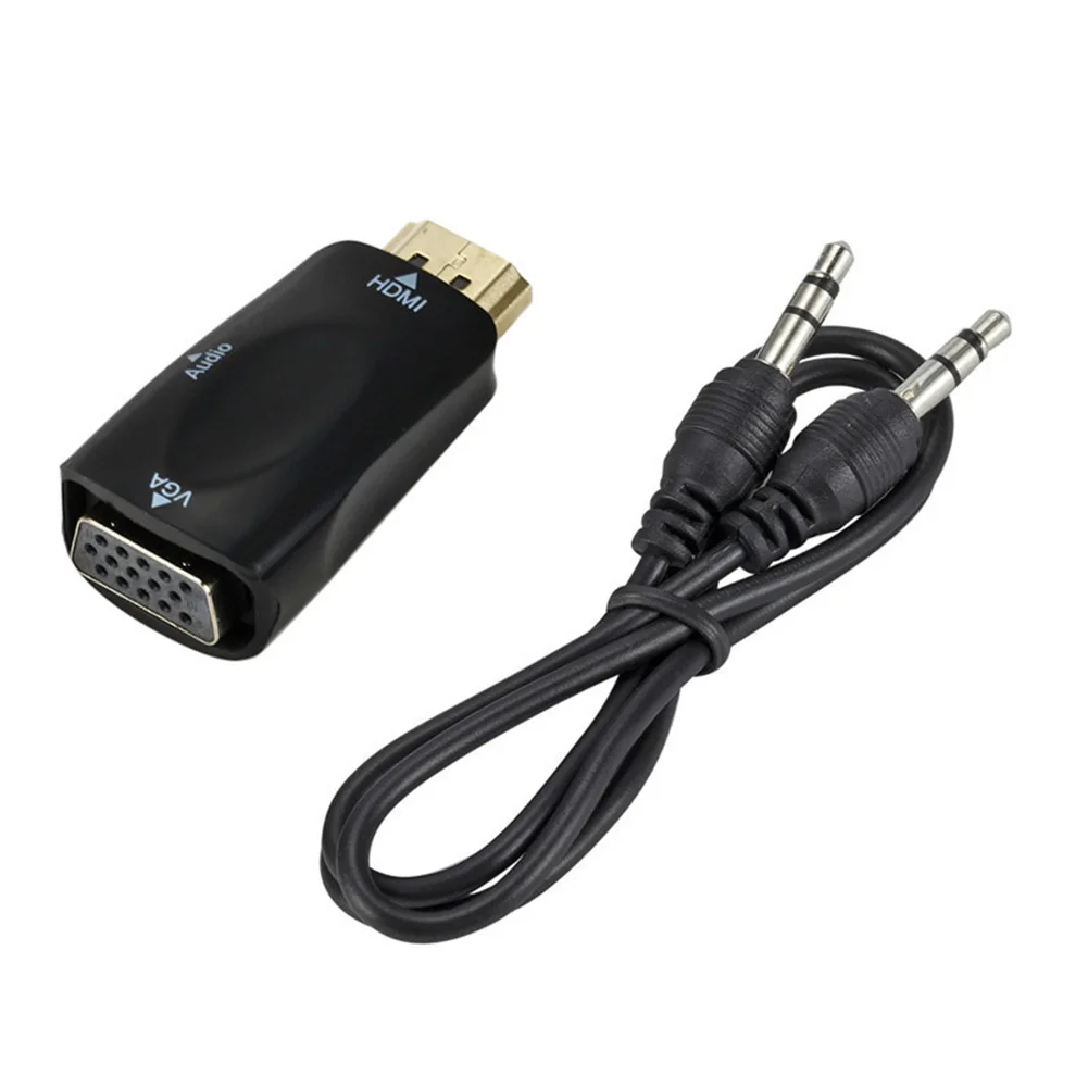 

Переходник HDMI-совместимый с VGA с аудиокабелем 3,5 мм «штырь-гнездо», подключение «подключи и работай», программное обеспечение не требуется